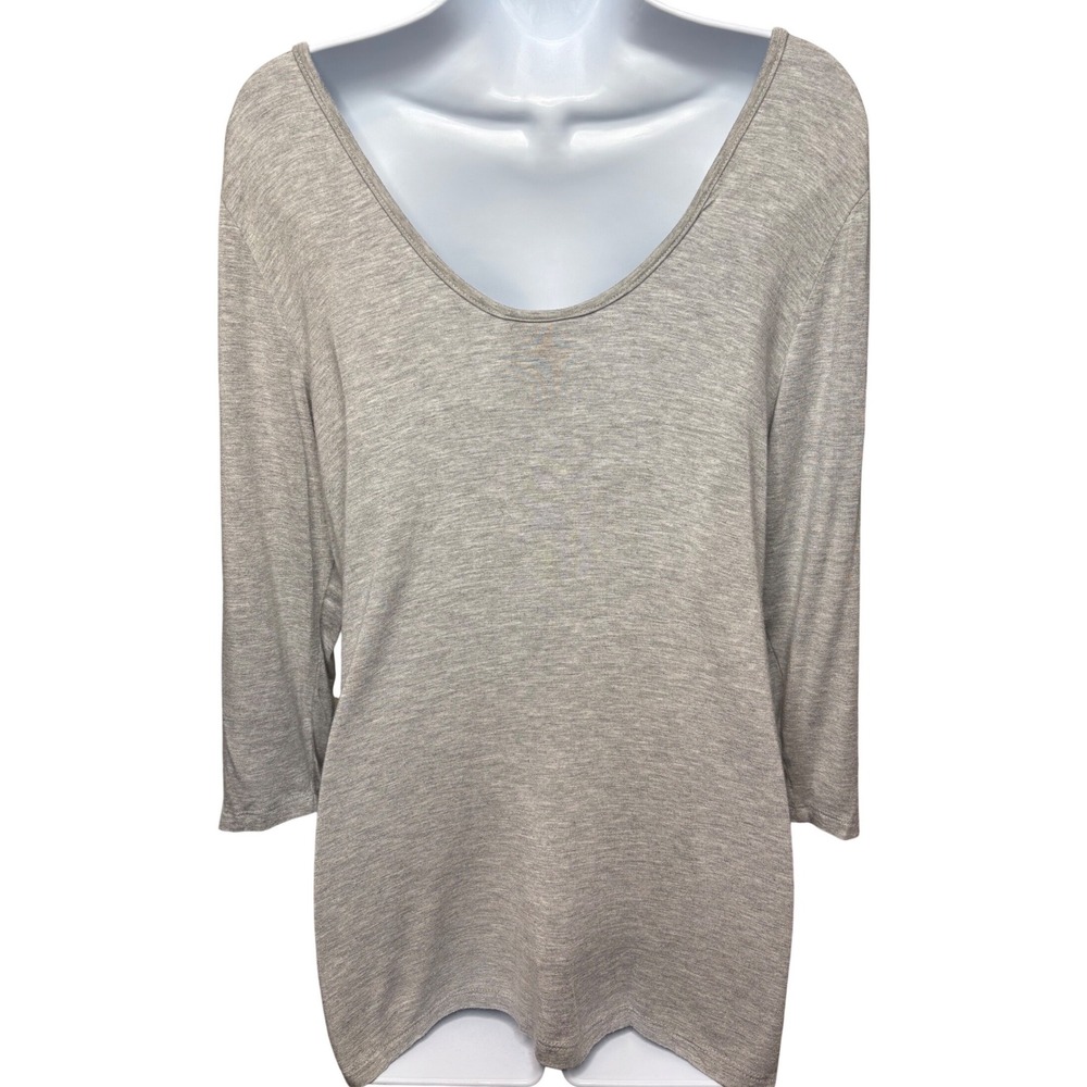 DOLAN Womens Gray Scoop Neck 3/4 Sleeve Top XL Minimalist Neutral Casual Layered - Picture 3 of 10